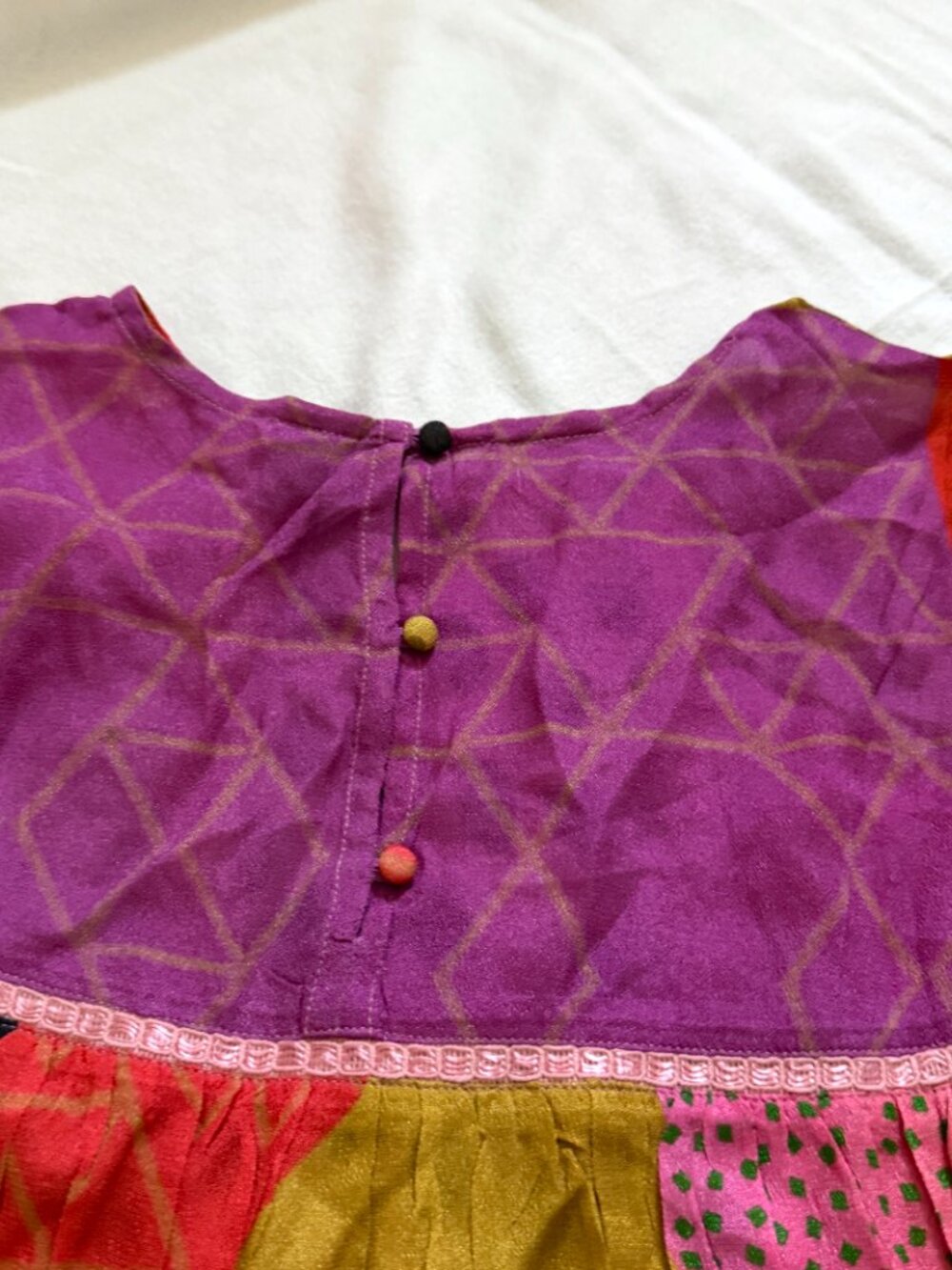 Bl^nk Anthropologie Miranda Eclectic Patchwork Polka Dot Peasant Top Petite L - Picture 16 of 16